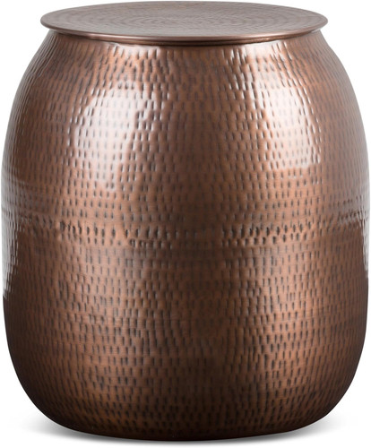 Antique copper round drum - round, side